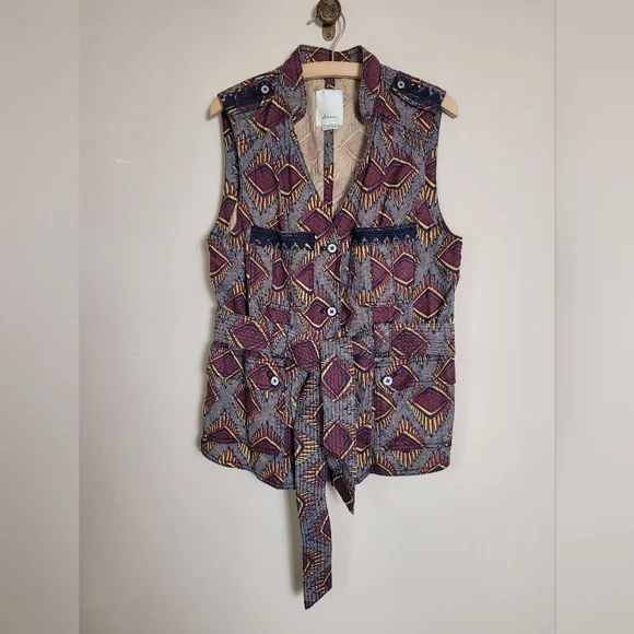 Anthropologie Eleveness Geometric Patterned Vest Medium - Picture 3 of 11